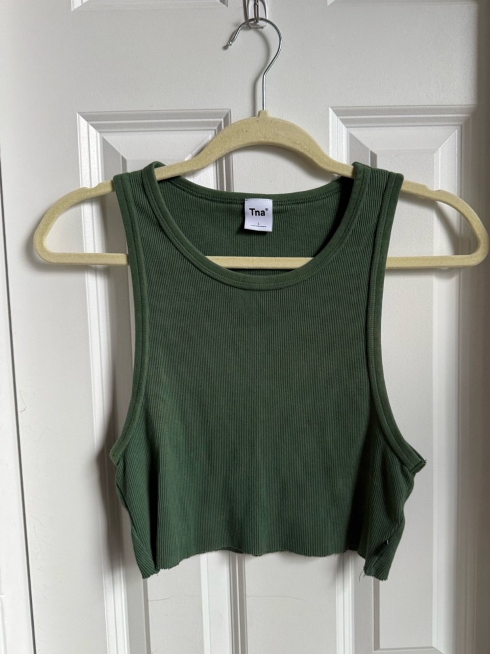 Aritzia TNA Ribbed Crop Tank Top Green